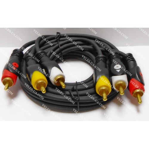 шнур 3RCA Штекера х 3RCA Штекера, 1.8м, d=5х15мм, GOLD (артикул: 01-0201.) шнур 3RCA Штекера х 3RCA Штекера, 1.8м, d=5х15мм, GOLD (артикул: 01-0201.)