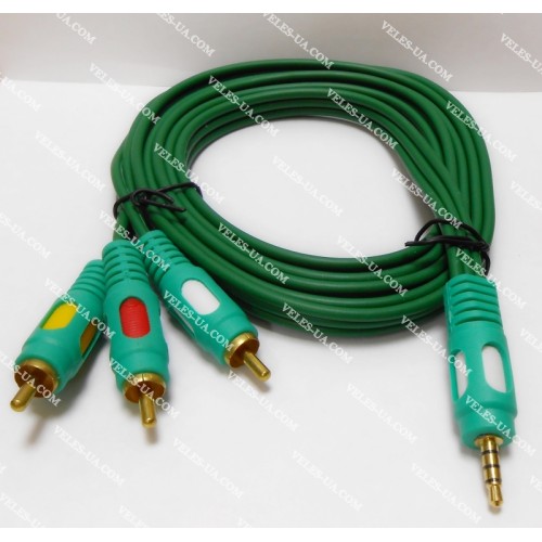 шнур Штекер d3,5/4pin х 3RCA Штекера, 1.2м, шлейф, gold ЗЕЛЕНИЙ (артикул: 01-0203.) шнур Штекер d3,5/4pin х 3RCA Штекера, 1.2м, шлейф, gold ЗЕЛЕНИЙ (артикул: 01-0203.)