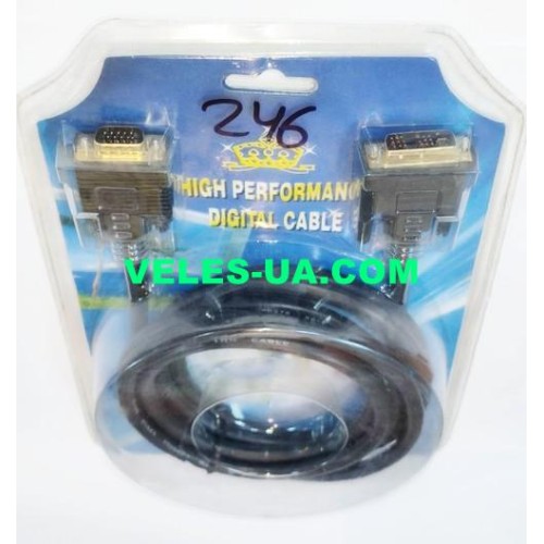 шнур Штекер DVI-I (Single Link) х Шт. VGA HDB15pin, 3,0м, gold,d= 8.0мм, з філь., блістер, чорний (артикул: 01-0246.) шнур Штекер DVI-I (Single Link) х Шт. VGA HDB15pin, 3,0м, gold,d= 8.0мм, з філь., блістер, чорний (артикул: 01-0246.)