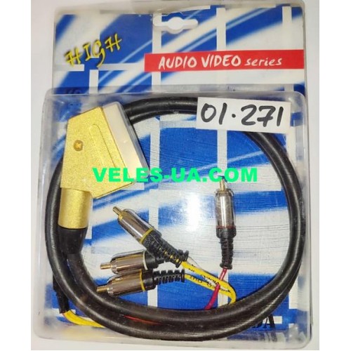 шнур метал gold, Штекер Скарт x 4RCA Штекера, 1.2м, d=8mm, блістер (артикул: 01-0271.) шнур метал gold, Штекер Скарт x 4RCA Штекера, 1.2м, d=8mm, блістер (артикул: 01-0271.)