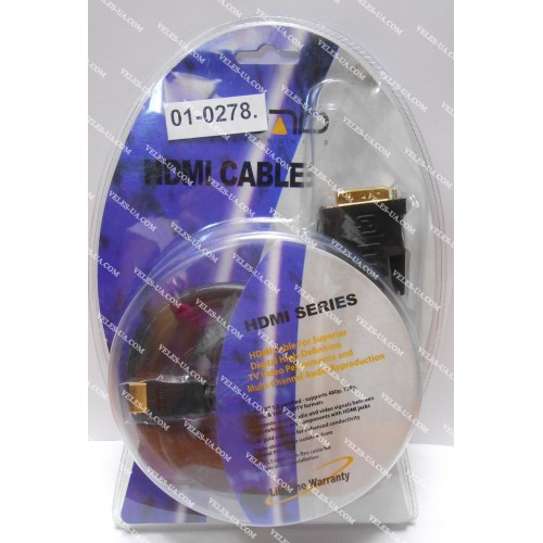 шнур Штекер HDMI х Штекер DVI-D (Single Link), 1.0м, d= 6.0мм, з фільтрами, gold, чорний (артикул: 01-0278.) шнур Штекер HDMI х Штекер DVI-D (Single Link), 1.0м, d= 6.0мм, з фільтрами, gold, чорний (артикул: 01-0278.)
