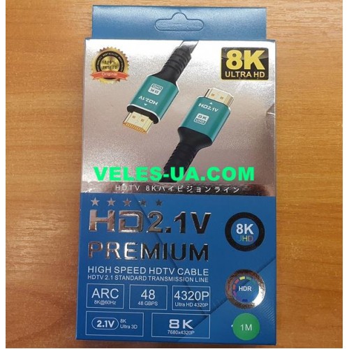 шнур Штекер HDMI х Штекер HDMI, 1.0м d=6.0мм, HDTV 2.1V 8K Ultra HD, 7680X4320, BK (артикул: 01-0280.) шнур Штекер HDMI х Штекер HDMI, 1.0м d=6.0мм, HDTV 2.1V 8K Ultra HD, 7680X4320, BK (артикул: 01-0280.)