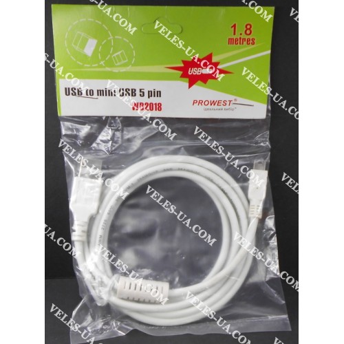 шнур Штекер mini USB(5pin) x Штекер USB-2.0 A, 1.8м, з фільтром, білий (артикул: 01-0298.W) шнур Штекер mini USB(5pin) x Штекер USB-2.0 A, 1.8м, з фільтром, білий (артикул: 01-0298.W)