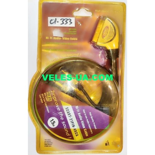 шнур метал gold, Штекер Скарт х 4RCA Штекера, 1.5м, d=8mm, блістер (артикул: 01-0333.) шнур метал gold, Штекер Скарт х 4RCA Штекера, 1.5м, d=8mm, блістер (артикул: 01-0333.)