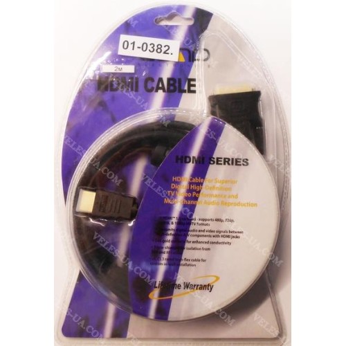 шнур Штекер HDMI х Штекер DVI-D (Single Link), 2.0м, d= 6.0мм, gold, блістер, чорний (артикул: 01-0382.) шнур Штекер HDMI х Штекер DVI-D (Single Link), 2.0м, d= 6.0мм, gold, блістер, чорний (артикул: 01-0382.)