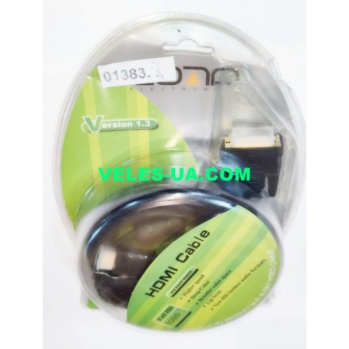 шнур Штекер HDMI х Штекер DVI-I(18+5), 5.0м, d=11.0мм, gold, чорий (артикул: 01-0383.) шнур Штекер HDMI х Штекер DVI-I(18+5), 5.0м, d=11.0мм, gold, чорий (артикул: 01-0383.)