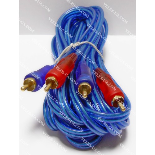 шнур 2RCA Штекера х 2RCA Штекера, 5.0м, d=3х3, gold, прозорий-синій (артикул: 01-0524.) шнур 2RCA Штекера х 2RCA Штекера, 5.0м, d=3х3, gold, прозорий-синій (артикул: 01-0524.)