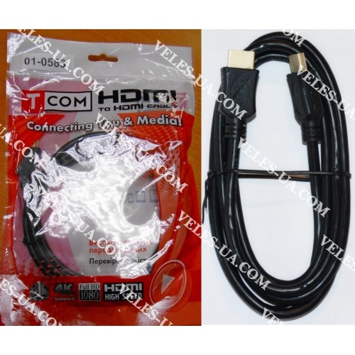 шнур Штекер HDMI х Штекер HDMI, 1.5м d=6.0мм, gold, чорний (артикул: 01-0583.) шнур Штекер HDMI х Штекер HDMI, 1.5м d=6.0мм, gold, чорний (артикул: 01-0583.)