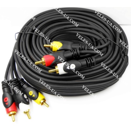 шнур 3RCA Штекера х 3RCA Штекера,10.0м, d=5х15мм, GOLD (артикул: 01-0597.) шнур 3RCA Штекера х 3RCA Штекера,10.0м, d=5х15мм, GOLD (артикул: 01-0597.)