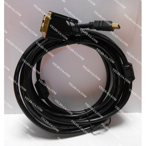 шнур Штекер HDMI х Штекер DVI-D (Single Link), 5.0м, d= 8мм, gold, з фільтром, чорний (артикул: 01-0615.) шнур Штекер HDMI х Штекер DVI-D (Single Link), 5.0м, d= 8мм, gold, з фільтром, чорний (артикул: 01-0615.)