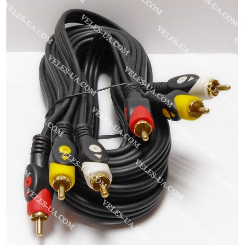 шнур 3RCA Штекера х 3RCA Штекера, 5.0м, d=5х15мм, GOLD (артикул: 01-0655.) шнур 3RCA Штекера х 3RCA Штекера, 5.0м, d=5х15мм, GOLD (артикул: 01-0655.)
