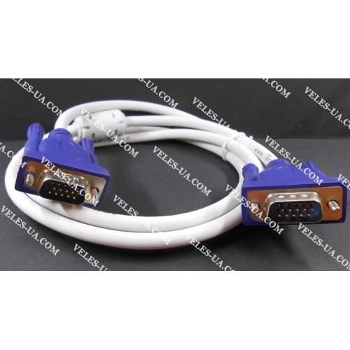 шнур VGA Штекер HDB15pin х Штекер HDB15pin, 1.5м, d= 6.0мм, з фільтром, білий (артикул: 01-0695.W) шнур VGA Штекер HDB15pin х Штекер HDB15pin, 1.5м, d= 6.0мм, з фільтром, білий (артикул: 01-0695.W)