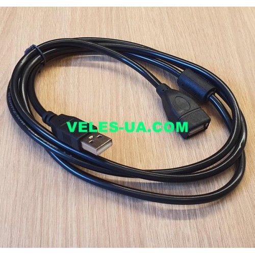 шнур Штекер USB-2.0 A х Гніздо USB-2.0 A, 1.5м, чорний, Мідь (артикул: 01-0735.) шнур Штекер USB-2.0 A х Гніздо USB-2.0 A, 1.5м, чорний, Мідь (артикул: 01-0735.)
