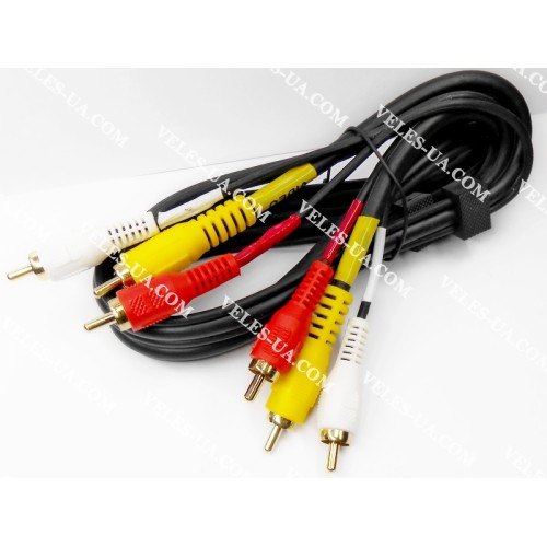 шнур 3RCA Штекера х 3RCA Штекера, 1.2м, d=3+6+3мм, чорний (артикул: 01-0746.) шнур 3RCA Штекера х 3RCA Штекера, 1.2м, d=3+6+3мм, чорний (артикул: 01-0746.)