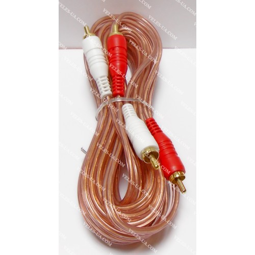 шнур 2RCA Штекера х 2RCA Штекера, 5.0м, d=3х3, gold, прозорий (артикул: 01-0761.) шнур 2RCA Штекера х 2RCA Штекера, 5.0м, d=3х3, gold, прозорий (артикул: 01-0761.)