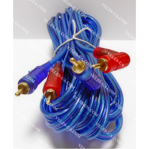 шнур 2RCA Штекера х 2RCA Штекера, 5.0м, КУТОВІ, d=3х1х3, gold, прозорий-синій (артикул: 01-0773.) шнур 2RCA Штекера х 2RCA Штекера, 5.0м, КУТОВІ, d=3х1х3, gold, прозорий-синій (артикул: 01-0773.)
