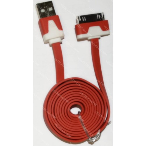 шнур iPhone (шт. USB-2.0 A- шт. iP4), 1,0м, model:80507, плоский, кульок, RD (артикул: 01-0794.RD) шнур iPhone (шт. USB-2.0 A- шт. iP4), 1,0м, model:80507, плоский, кульок, RD (артикул: 01-0794.RD)