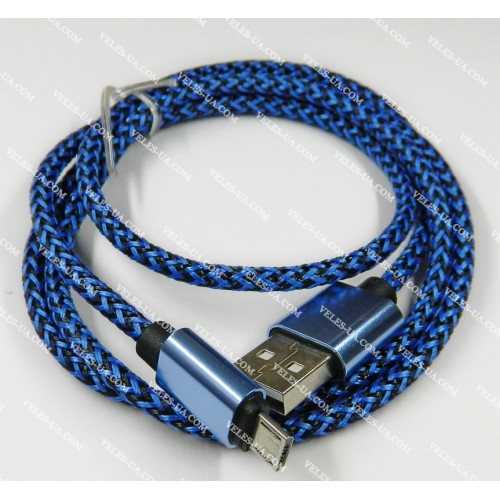 шнур Штекер mikro USB(5pin) x Шт. USB-2.0 A, 1,0м, плетений, 2.1A, BL+BK (артикул: 01-0861.BL) шнур Штекер mikro USB(5pin) x Шт. USB-2.0 A, 1,0м, плетений, 2.1A, BL+BK (артикул: 01-0861.BL)