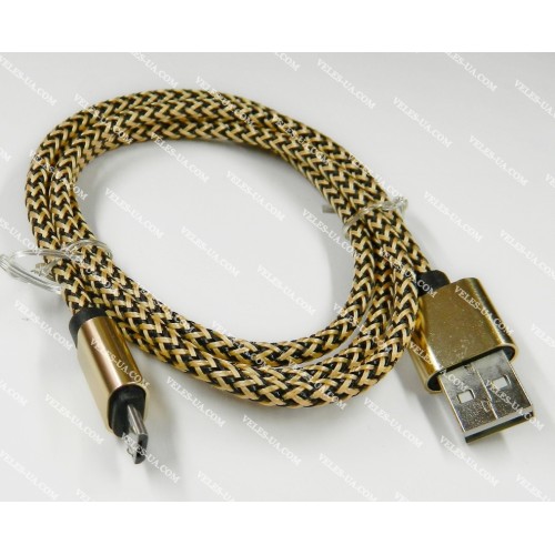 шнур Штекер mikro USB(5pin) x Шт. USB-2.0 A, 1,0м, плетений, 2.1A, GL+BK (артикул: 01-0861.GL) шнур Штекер mikro USB(5pin) x Шт. USB-2.0 A, 1,0м, плетений, 2.1A, GL+BK (артикул: 01-0861.GL)