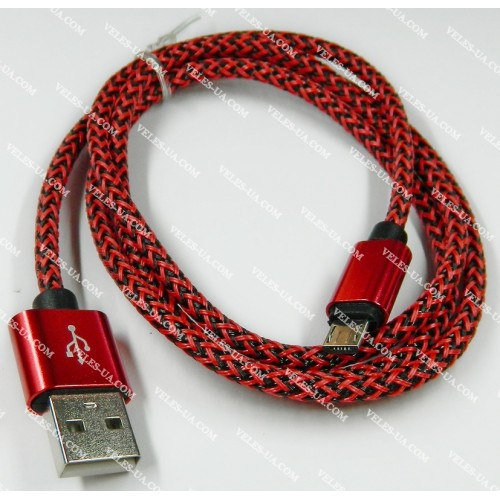 шнур Штекер mikro USB(5pin) x Шт. USB-2.0 A, 1,0м, плетений, 2.1A, RD/BK (артикул: 01-0861.RD) шнур Штекер mikro USB(5pin) x Шт. USB-2.0 A, 1,0м, плетений, 2.1A, RD/BK (артикул: 01-0861.RD)