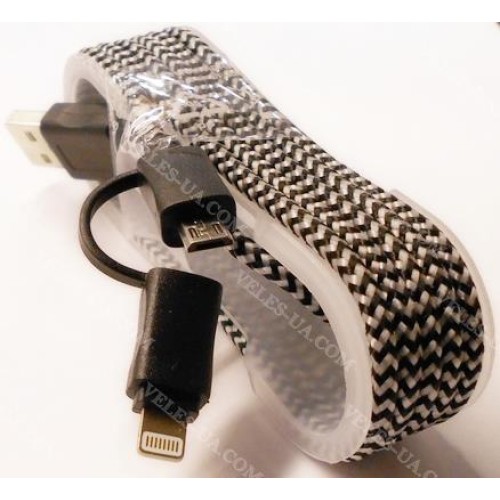 шнур Штекер mikro USB+ шт. iPhone 5 x Штекер USB-2.0 A, 1,0м, плетений (артикул: 01-0864.) шнур Штекер mikro USB+ шт. iPhone 5 x Штекер USB-2.0 A, 1,0м, плетений (артикул: 01-0864.)