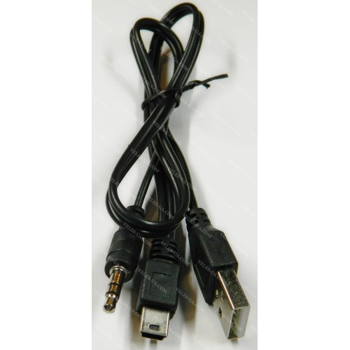 шнур Штекер mini USB-2.0 А х Штекер USB A + штекер d3,5 стерео, 0,5м, чорний (живлення) (артикул: 01-0923.) шнур Штекер mini USB-2.0 А х Штекер USB A + штекер d3,5 стерео, 0,5м, чорний (живлення) (артикул: 01-0923.)