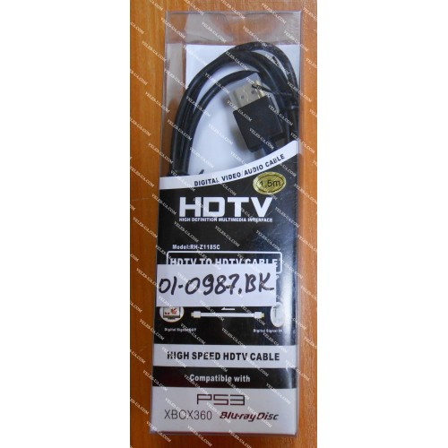 шнур Штекер HDMI х Штекер HDMI, 1.5м d=4.0mm кабель, gold, чорний model:RH-Z1185B (артикул: 01-0987.BK) шнур Штекер HDMI х Штекер HDMI, 1.5м d=4.0mm кабель, gold, чорний model:RH-Z1185B (артикул: 01-0987.BK)