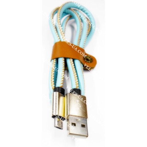 шнур Штекер mikro USB(5pin) x Шт. USB-2.0 A, 1,0м, шкіра, BL (артикул: 01-1003.BL) шнур Штекер mikro USB(5pin) x Шт. USB-2.0 A, 1,0м, шкіра, BL (артикул: 01-1003.BL)