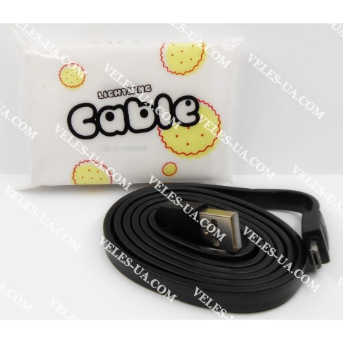 шнур Штекер mikro USB(5pin) x Шт. USB-2.0 A, 1.2м, коробка як печиво, плаский, чорний (артикул: 01-1044.BK) шнур Штекер mikro USB(5pin) x Шт. USB-2.0 A, 1.2м, коробка як печиво, плаский, чорний (артикул: 01-1044.BK)