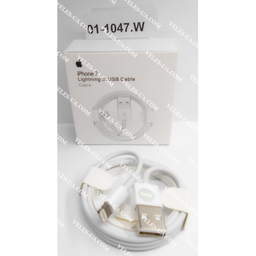 шнур Apple (шт. USB-2.0 A- шт. iP7), 1,0м, A1480 MD818ZM/A оригінал, W (артикул: 01-1047.W) шнур Apple (шт. USB-2.0 A- шт. iP7), 1,0м, A1480 MD818ZM/A оригінал, W (артикул: 01-1047.W)