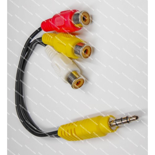 шнур Штекер d3,5/4pin х 3RCA Гнізда, 0,1м, шлейф (артикул: 01-1074.) шнур Штекер d3,5/4pin х 3RCA Гнізда, 0,1м, шлейф (артикул: 01-1074.)