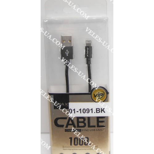 шнур Apple (шт. USB-2.0 A- шт. iP5), 1,0м, iMax, 2.4A плетений, коробка, BK (артикул: 01-1091.BK) шнур Apple (шт. USB-2.0 A- шт. iP5), 1,0м, iMax, 2.4A плетений, коробка, BK (артикул: 01-1091.BK)