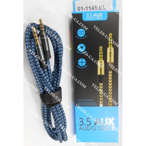 шнур Штекер d3.5/4pin х Штекер d3.5/4pin, 1.0м, d=3.3, плетений, синій, коробка (артикул: 01-1141.BL) шнур Штекер d3.5/4pin х Штекер d3.5/4pin, 1.0м, d=3.3, плетений, синій, коробка (артикул: 01-1141.BL)