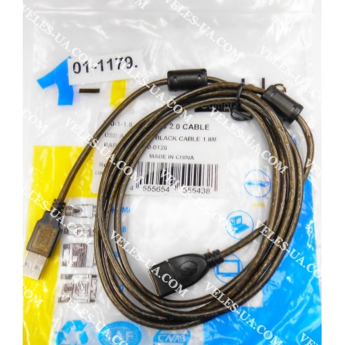 шнур Штекер USB-2.0 A х Гніздо USB-2.0 A, 1.8м, з фільтром, прозорий (артикул: 01-1179.) шнур Штекер USB-2.0 A х Гніздо USB-2.0 A, 1.8м, з фільтром, прозорий (артикул: 01-1179.)