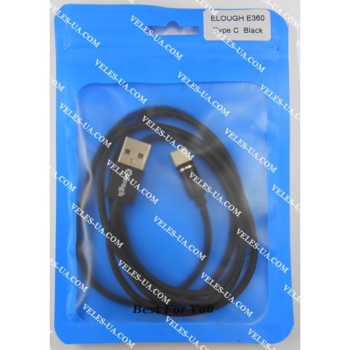 шнур Штекер USB Type-C x Шт. USB-2.0 A, 1.0м, Magnetic Elough E360, магнітний, кульок (артикул: 01-1181.) шнур Штекер USB Type-C x Шт. USB-2.0 A, 1.0м, Magnetic Elough E360, магнітний, кульок (артикул: 01-1181.)