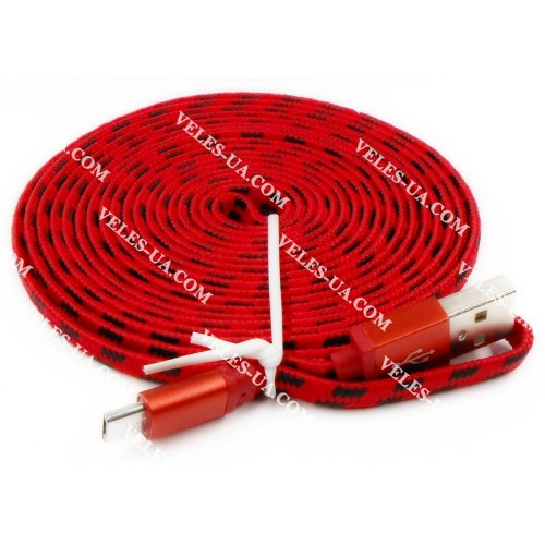 шнур Штекер mikro USB(5pin) x Шт. USB-2.0 A, 3.0м, плаский, плетений, кульок, RD (артикул: 01-1199.RD) шнур Штекер mikro USB(5pin) x Шт. USB-2.0 A, 3.0м, плаский, плетений, кульок, RD (артикул: 01-1199.RD)