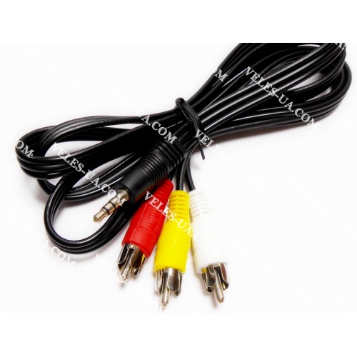 шнур Штекер d3,5/4pin х 3RCA Штекера, 1.0-1.2м, шлейф, чорний (артикул: 01-1243.) шнур Штекер d3,5/4pin х 3RCA Штекера, 1.0-1.2м, шлейф, чорний (артикул: 01-1243.)