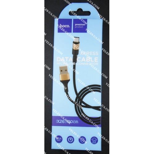 шнур Штекер mikro USB(5pin) x Шт. USB-2.0 A, 1,0м, Hoco X26, короб BK (артикул: 01-1252.BK) шнур Штекер mikro USB(5pin) x Шт. USB-2.0 A, 1,0м, Hoco X26, короб BK (артикул: 01-1252.BK)