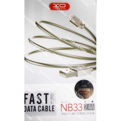 шнур Штекер mikro USB(5pin) x Шт. USB-2.0 A, 1,0м, XO NB33, 2.4A, метал, коробка (артикул: 01-1259.) шнур Штекер mikro USB(5pin) x Шт. USB-2.0 A, 1,0м, XO NB33, 2.4A, метал, коробка (артикул: 01-1259.)