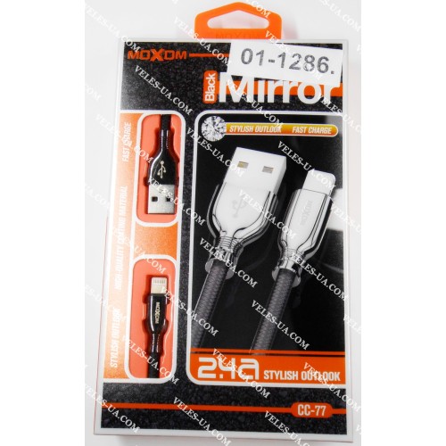 шнур Apple (шт. USB-2.0 A- шт. iP5), 1,0м, Moxom CC-77, 2.4A, короб., BK (артикул: 01-1286.) шнур Apple (шт. USB-2.0 A- шт. iP5), 1,0м, Moxom CC-77, 2.4A, короб., BK (артикул: 01-1286.)