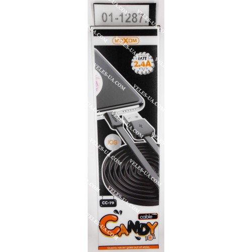 шнур Apple (шт. USB-2.0 A- шт. iP5), 1,0м, Moxom CC-79, 2.4A, короб., BK (артикул: 01-1287.) шнур Apple (шт. USB-2.0 A- шт. iP5), 1,0м, Moxom CC-79, 2.4A, короб., BK (артикул: 01-1287.)