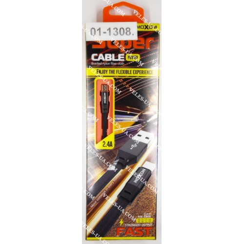 шнур Штекер mikro USB(5pin) x Шт. USB-2.0 A, 1,0м, Moxom MX-CB06, 2.4A, короб BK (артикул: 01-1308.) шнур Штекер mikro USB(5pin) x Шт. USB-2.0 A, 1,0м, Moxom MX-CB06, 2.4A, короб BK (артикул: 01-1308.)