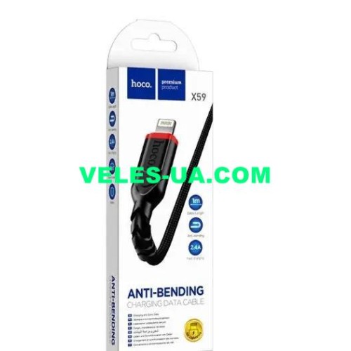 шнур Apple (шт. USB-2.0 A- шт. iP5), 1,0м, Hoco X59 2.4A, коробка (артикул: 01-1473.) шнур Apple (шт. USB-2.0 A- шт. iP5), 1,0м, Hoco X59 2.4A, коробка (артикул: 01-1473.)