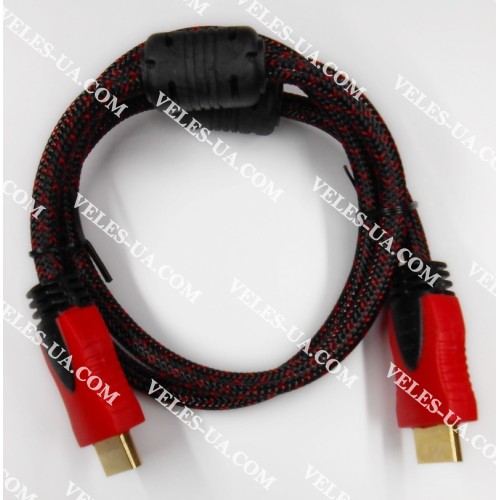 шнур Штекер HDMI х Штекер HDMI, 0.8м d=6.0мм,, gold, червоно-чорний (артикул: 01-2032.) шнур Штекер HDMI х Штекер HDMI, 0.8м d=6.0мм,, gold, червоно-чорний (артикул: 01-2032.)