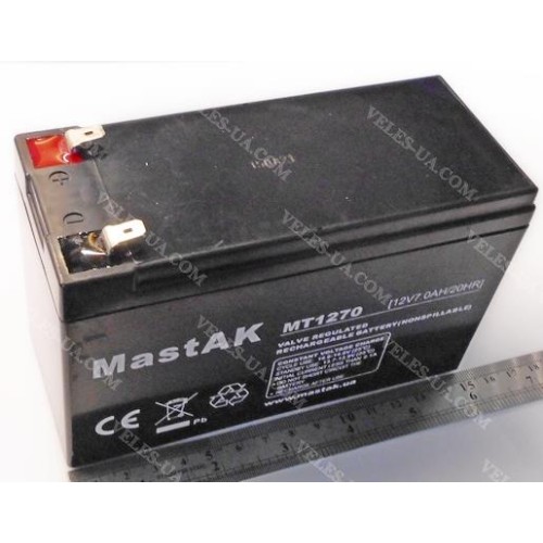 акум 12V 7,0Ah MT MastAK, MT1270 151x65x94/6mm (артикул: 02-0426) акум 12V 7,0Ah MT MastAK, MT1270 151x65x94/6mm (артикул: 02-0426)