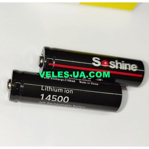аккум ПрLi d14mm L50mm 14500 3,7V 900mAh Soshine (артикул: 02-0465) аккум ПрLi d14mm L50mm 14500 3,7V 900mAh Soshine (артикул: 02-0465)