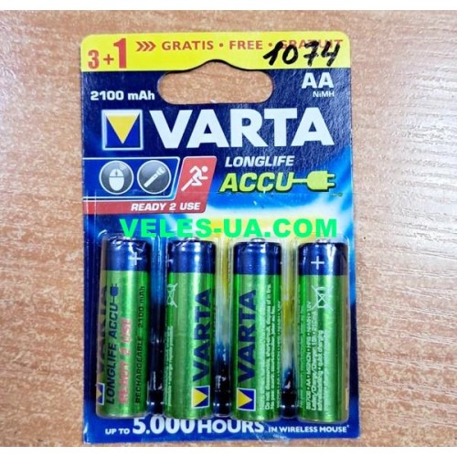 R6, AA, 1.2V 2100mA, Varta, Ni-Cd (артикул: 02-1074) R6, AA, 1.2V 2100mA, Varta, Ni-Cd (артикул: 02-1074)
