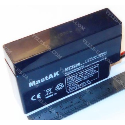 акум 12V0,8Ah SLA MastAK MT1208 96х25х62/0 (артикул: 02-1227) акум 12V0,8Ah SLA MastAK MT1208 96х25х62/0 (артикул: 02-1227)