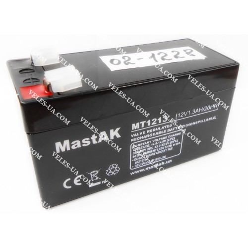 акум 12V1,3Ah SLA MastAK MT1213, Merlion GP1213F1, 98х44х52/6mm (артикул: 02-1228) акум 12V1,3Ah SLA MastAK MT1213, Merlion GP1213F1, 98х44х52/6mm (артикул: 02-1228)