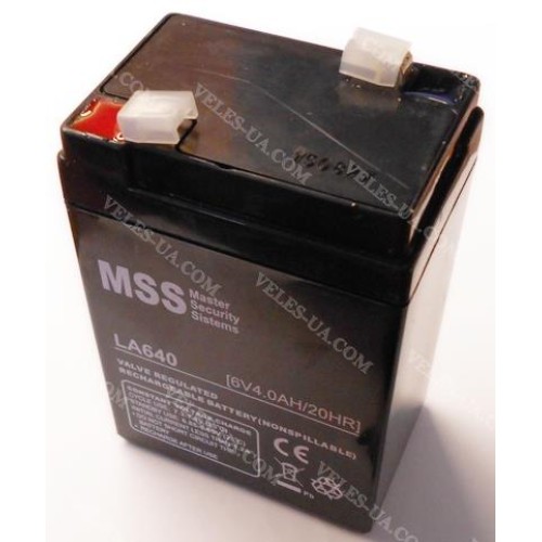 акум 6V 4,0Ah MastAK MS640, MC640C, Bossman 3FM4, Goliting GD-645, 70х47х101/5mm MSS (артикул: 02-1269) акум 6V 4,0Ah MastAK MS640, MC640C, Bossman 3FM4, Goliting GD-645, 70х47х101/5mm MSS (артикул: 02-1269)